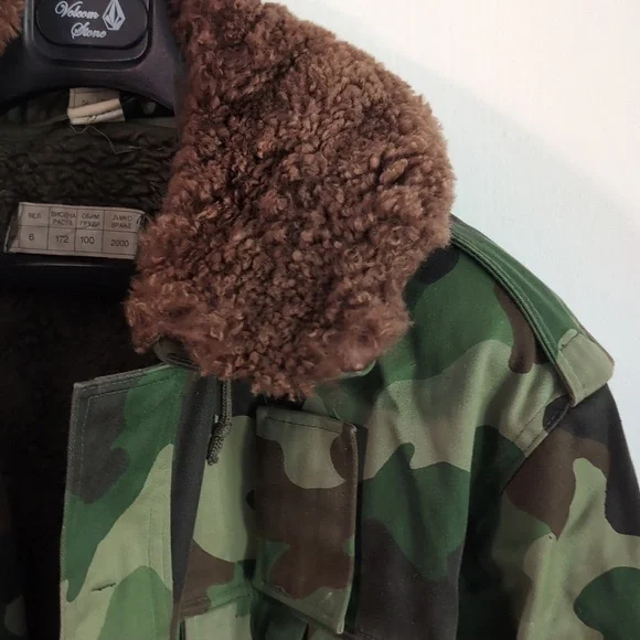 Camouflage Parka Siberian Military Surplus with Wool Fur Collar Russian Costume - Picture 3 of 5